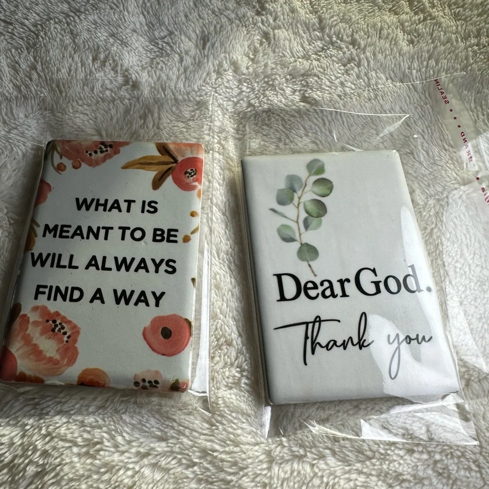 Set of 2 Inspirational Magnets Dear God, Thank You & What is Meant to Be… NWT